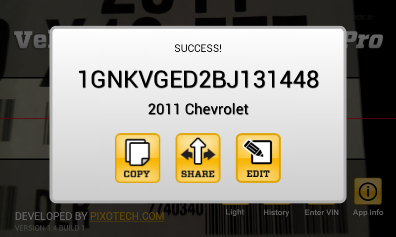 Vehicle Barcode Scanner Pro Screen 2