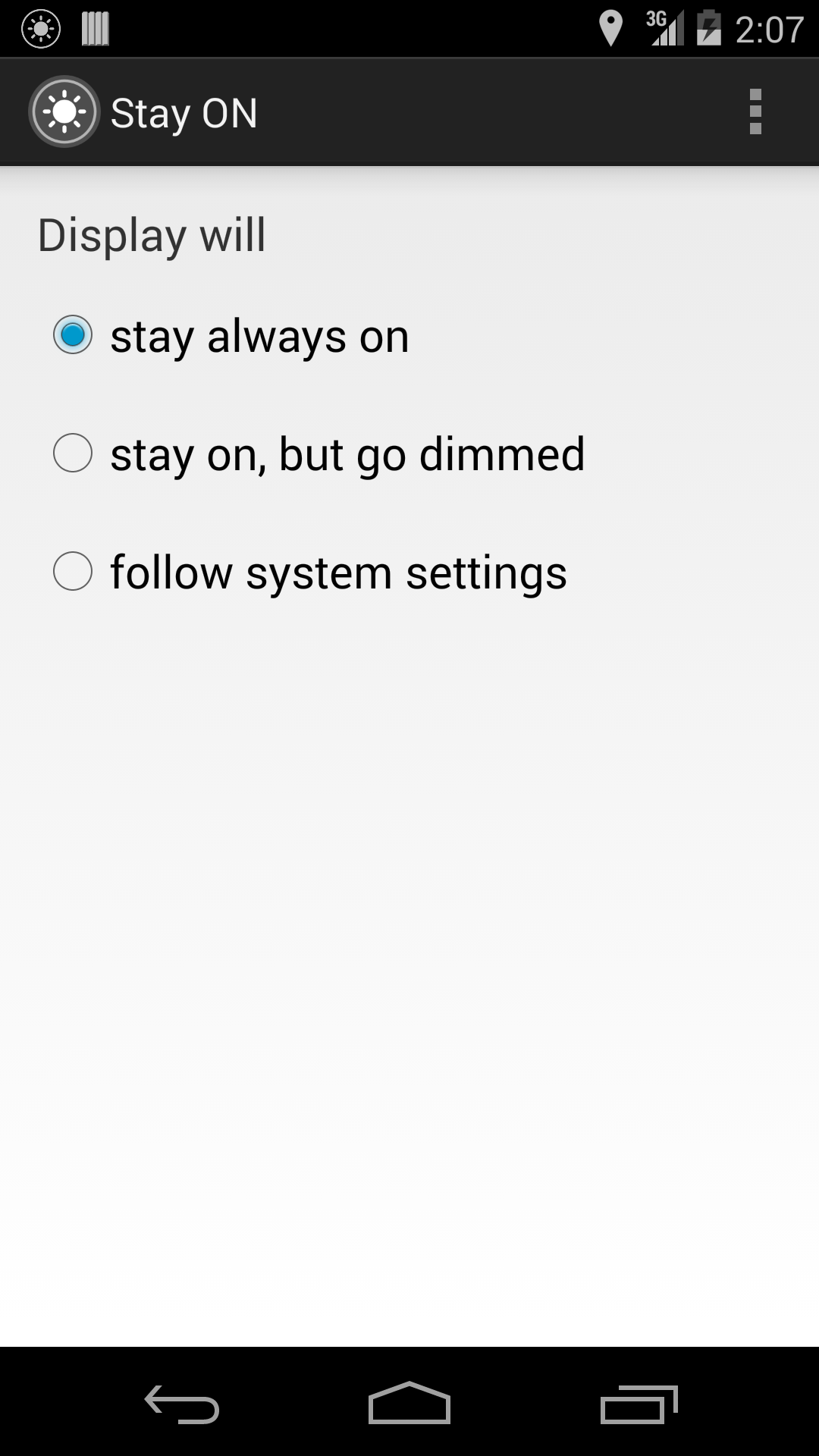 Android application Stay ON, Keeps your Display On screenshort