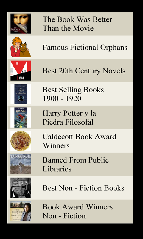 Android application Book Lists screenshort