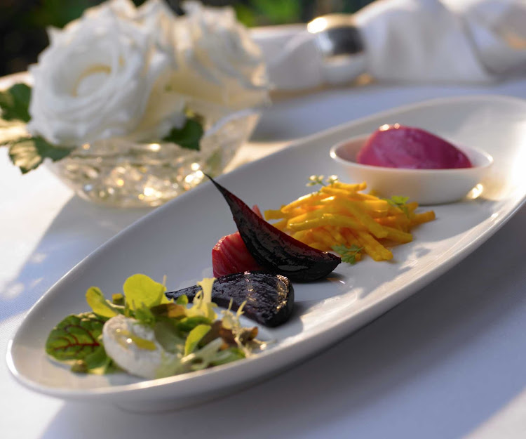 An appetizer dish at Allure of the Seas' 150 Central Park, overseen by James Beard Award-winning chef and Miami restaurateur Michael Schwartz.
 