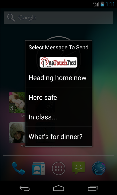 One Touch Text Screen 1