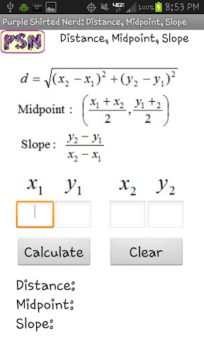 PSN Distance Midpoint Slope