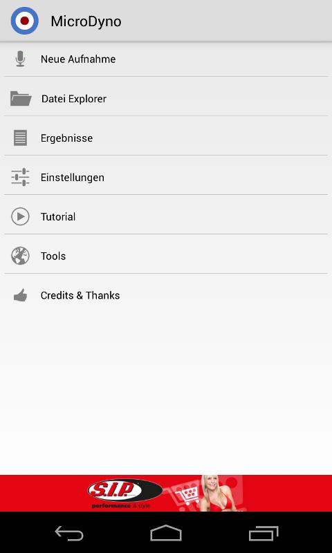 Android application MicroDyno -SIP HorsePower Dyno screenshort