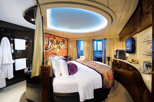 Norwegian-Epic-Stateroom-Courtyard-Penthouse - The Haven Courtyard Penthouse is your luxurious home-away-from-home. It can accommodate two guests and features a private balcony, queen-size bed, bath with separate shower and other amenities.
