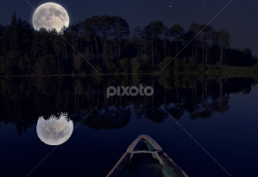 Cariboo Super Moon from a Canoe by Skye Ryan-Evans -  