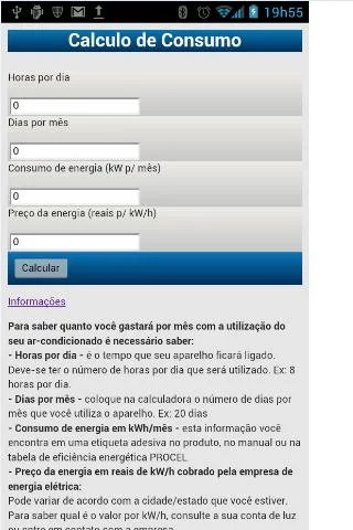    Cálculo de consumo de energia- screenshot  