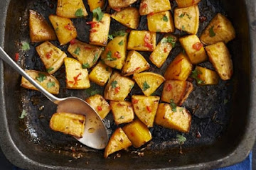 Honey-roasted swede with chilli & cumin