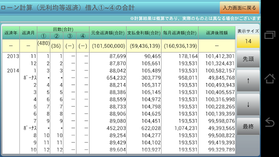 ローン計算（金融電卓）体験版 Screen 3