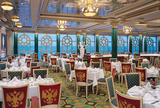 Tsar's Palace, Norwegian Jewel's Russian-inspired restaurant, serves a sumptuous five-course meal. 
