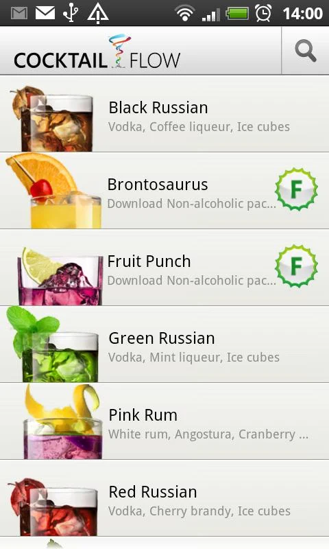 Приложение Cocktail Flow - Drink Recipes на Андроид