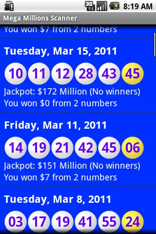 Mega Millions Scanner Screen 3