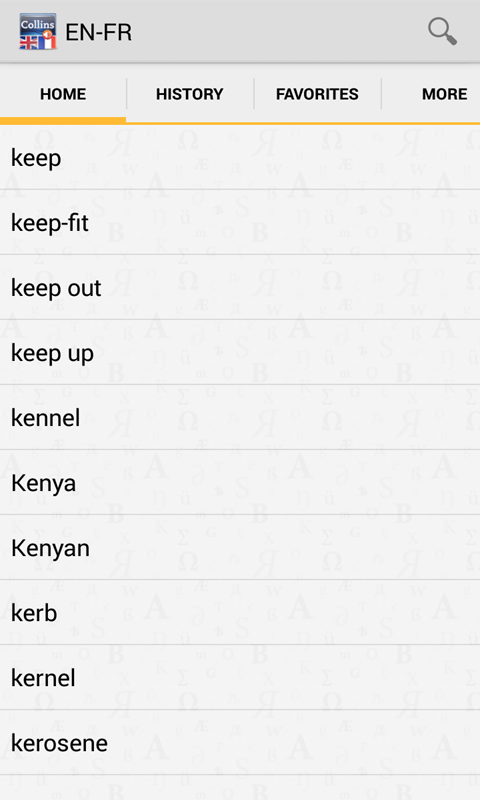 English&lt;&gt;French Gem Dictionar Screen 2