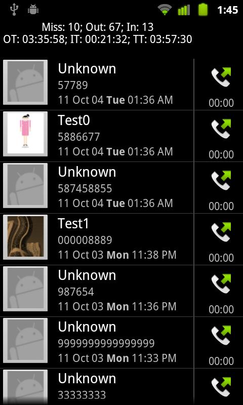 Android application Advanced Phone Log Pro screenshort