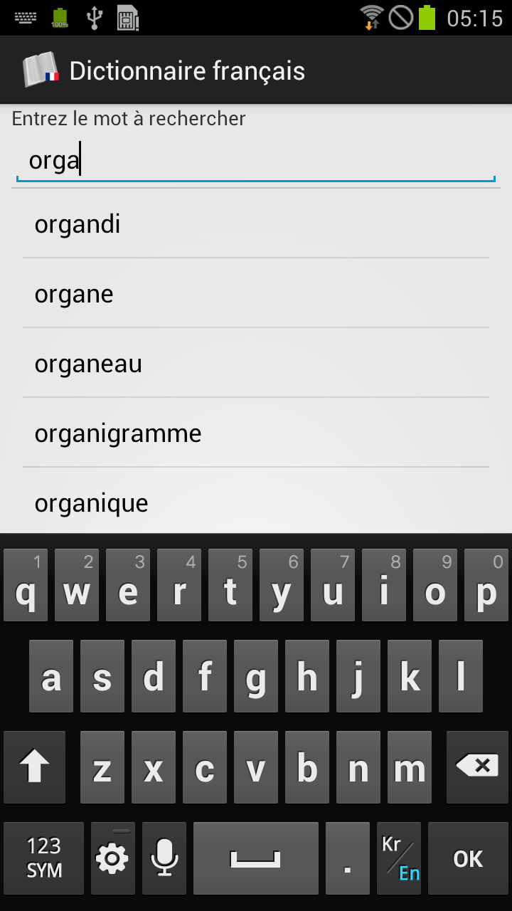Android application French Dictionary screenshort