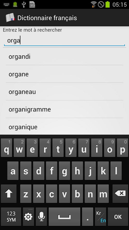 Android application French Dictionary screenshort