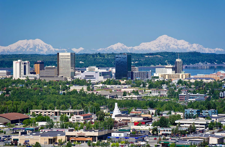 The skyline of Anchorage, capital of Alaska.