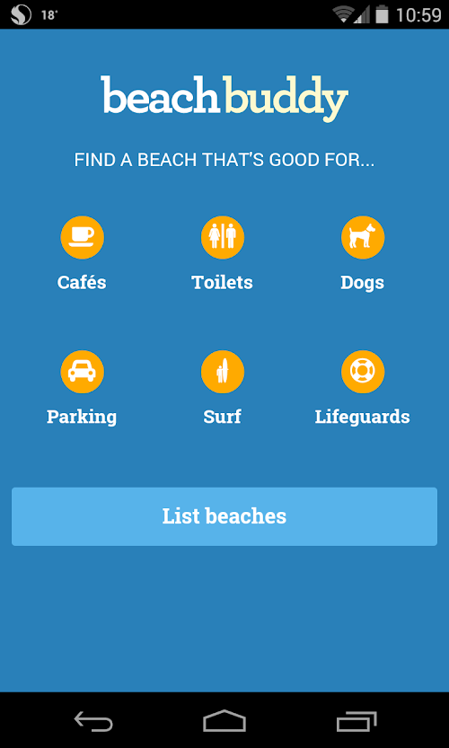 Android application Beach Buddy screenshort