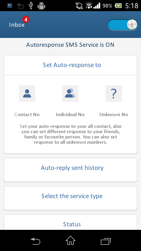 Auto-Response SMS Screen 2