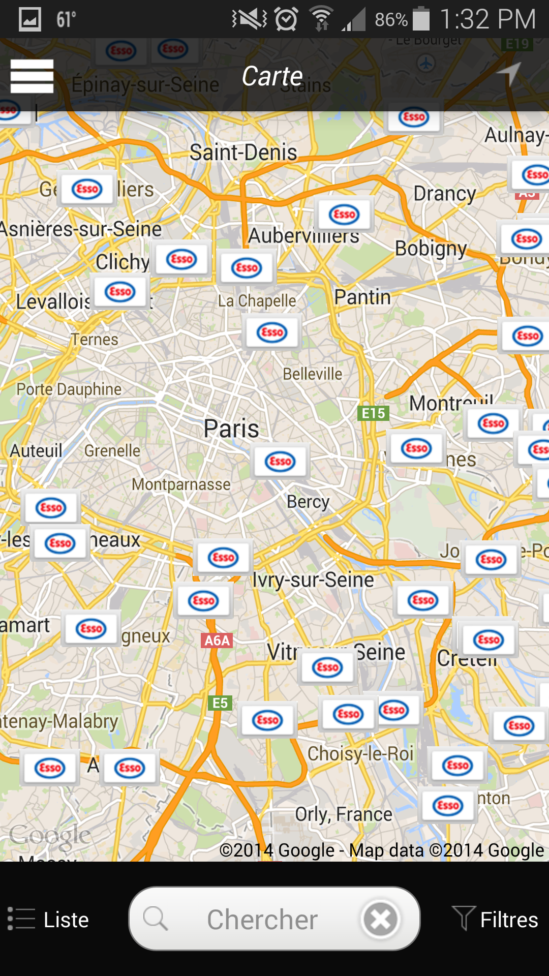 Android application Esso Fuel Finder screenshort