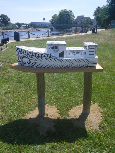 Mispillion Riverwalk Boat Sculpture Black & White
