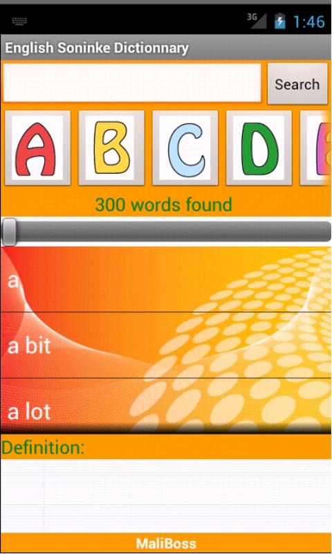 Android application English Soninke dictionary screenshort
