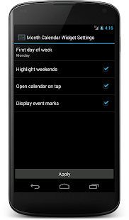 Jednoduchý kalendář widget - náhled