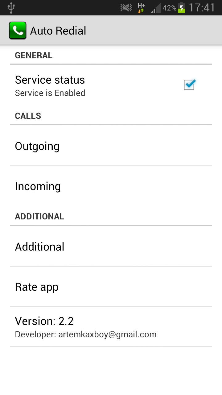 Auto Redial Screen 1