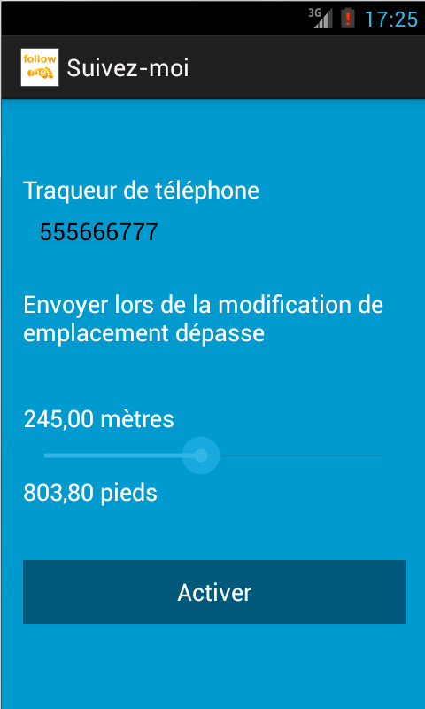 Android application Follow me screenshort