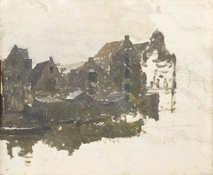 RIJKS: George Hendrik Breitner: Warehouses on the Teertuinen on the Prinseneiland, Amsterdam 1923