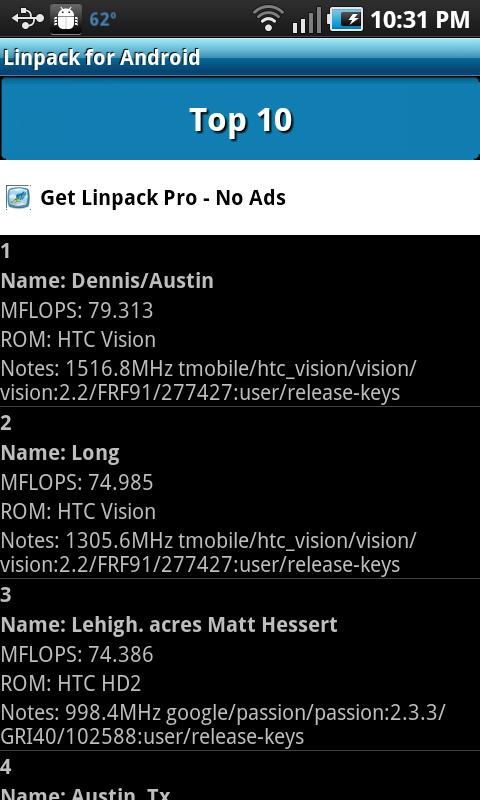 Linpack for Android Android