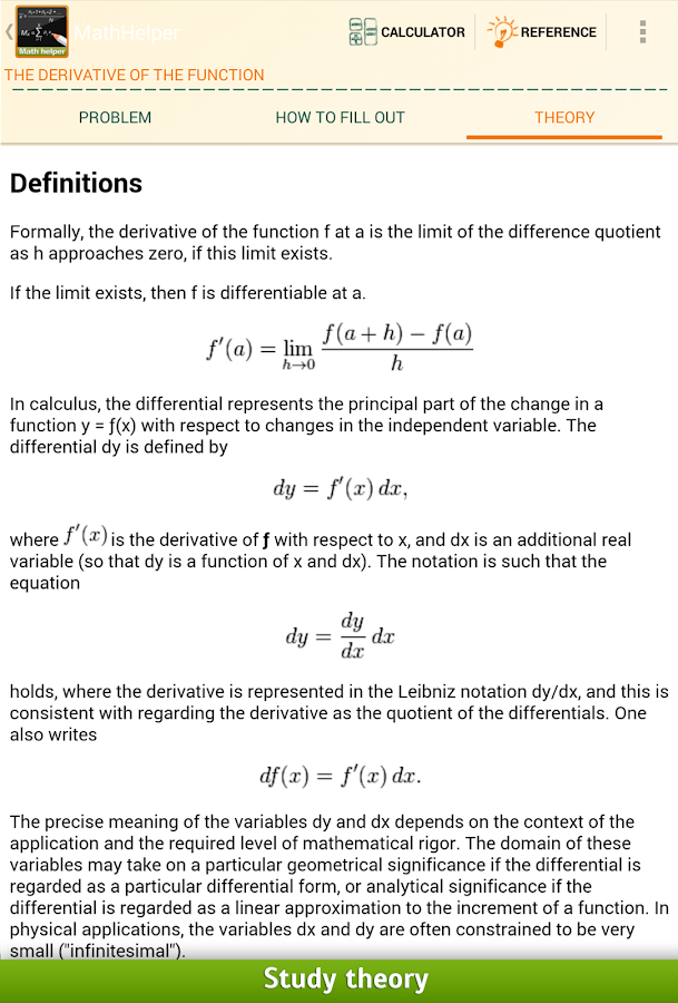 MathHelper: Algebra & Calculus - screenshot