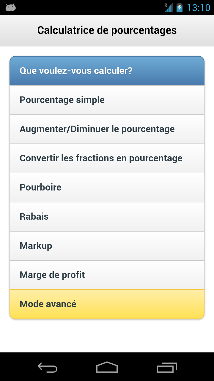 Android application Percentage Calculator v1 screenshort