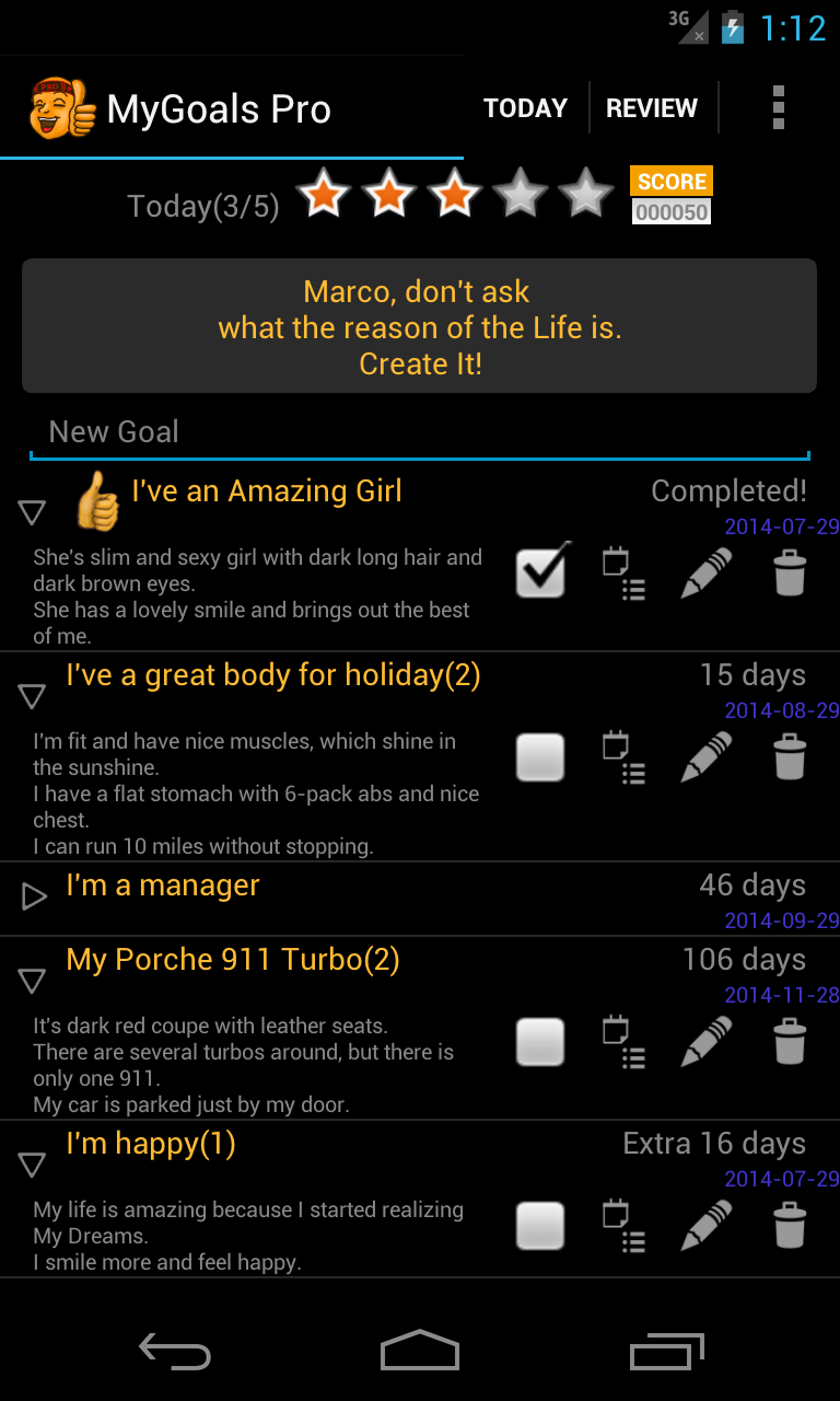 My Goals Motivation Pro Screen 2
