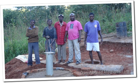 The team, from right to left: Yolam Kamanga (Maintenance Assistant/Builder), Foster Longwe (Supervisor), Name Here (Village Headman), Name Here, Name Here