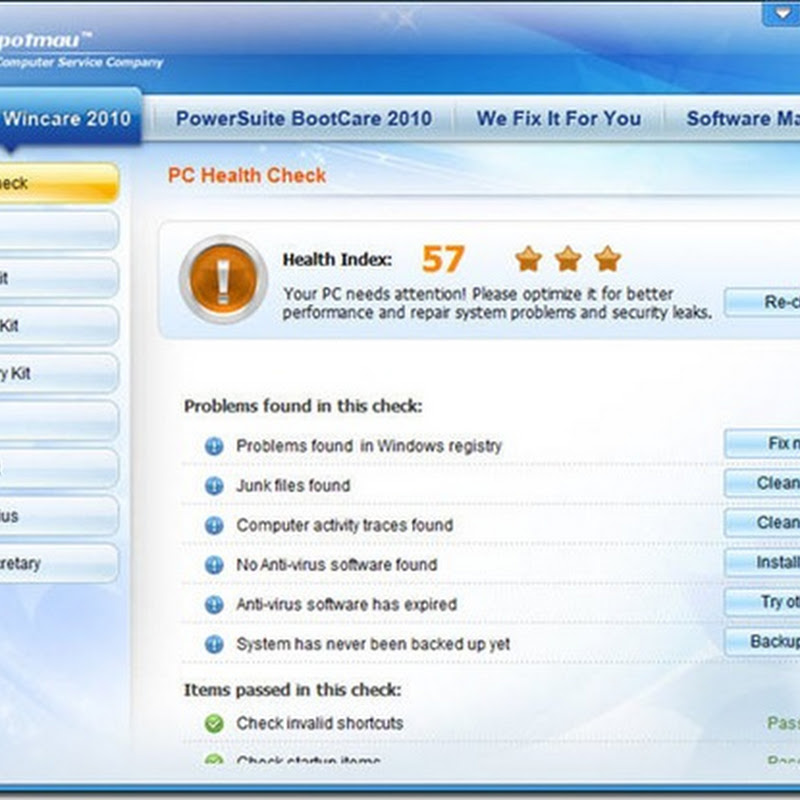 Spotmau PowerSuite 2010: Bộ tiện ích tăng tốc sửa lỗi hệ thống
