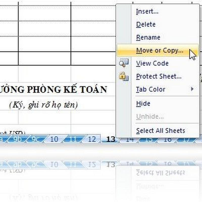 Di chuyển WorkSheet sang WorkBook trên Excel 2007 và 2010