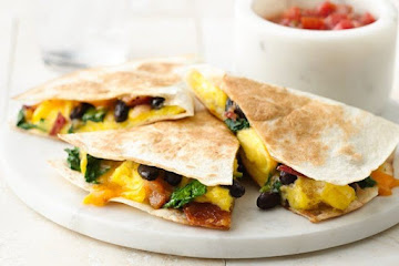 Bacon, Egg and Black Bean Quesadillas