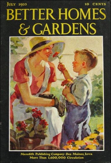 1933 Better Homes & Gardens Cover  Mom and Son in Garden