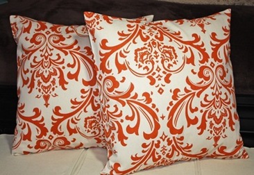 Etsy Orange Damask Pillows
