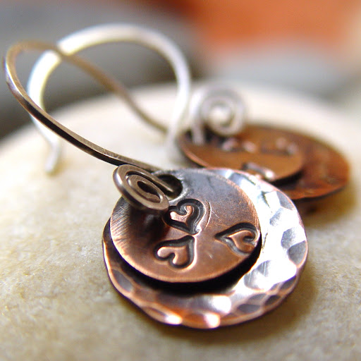 Tres Mignon dainty copper and silver earrings