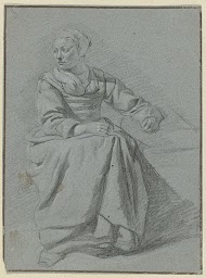 Seated Woman, Head Facing Right / verso: Sketch of a Man with a Hat