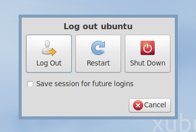 Xubuntu 10.10 screenshot shutdown dialog