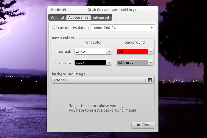 Grub Customizer appearance