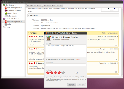 Ubuntu Software center ratings reviews