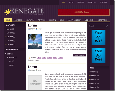 Renegate Blogger Template