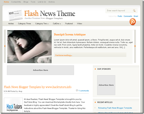 Flash News Blogger Template