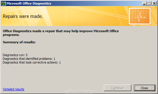 Microsoft Office Diagnostics in Outlook 2007