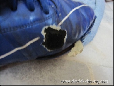 old blue addidas futsal shoe