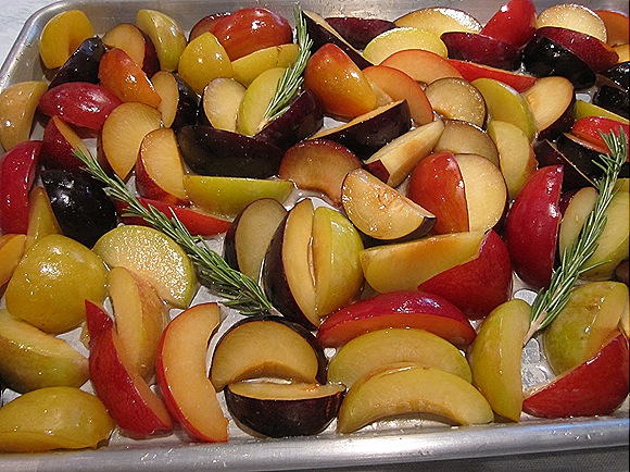 Sliced Plums with Honey & Rosemary