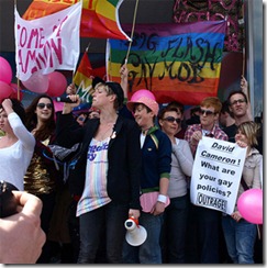 Campaigners gather for 'David Cameron's coming out party'